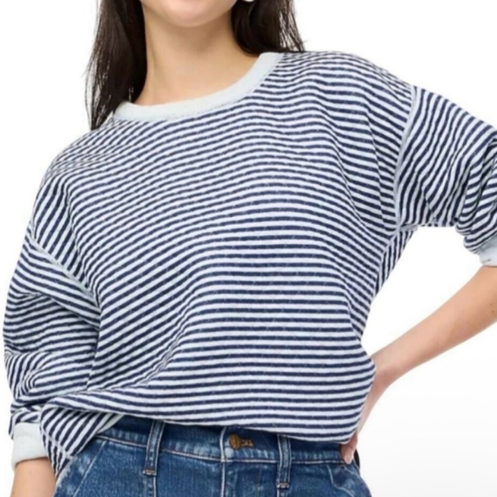 J Crew Reversible Light Blue/stripe Sweater NWT MSRP $79.50